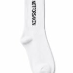 White sock with bold black vertical lettering along the leg that reads 'NOT FOR SALE' (or 'NOT FOR...' depending on wording).