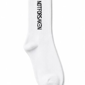 White sock with bold black vertical lettering along the leg that reads 'NOT FOR SALE' (or 'NOT FOR...' depending on wording).